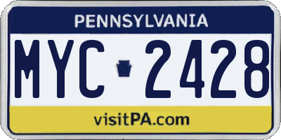 PA license plate MYC2428