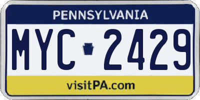 PA license plate MYC2429