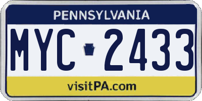 PA license plate MYC2433