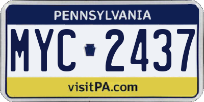 PA license plate MYC2437