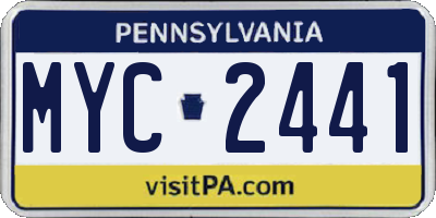 PA license plate MYC2441