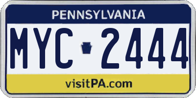 PA license plate MYC2444