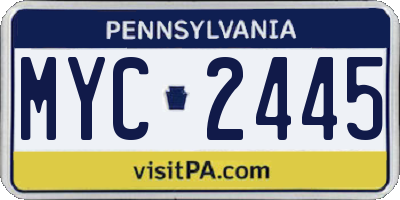 PA license plate MYC2445