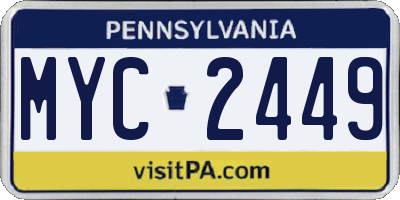 PA license plate MYC2449