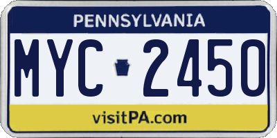 PA license plate MYC2450