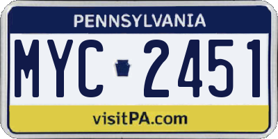 PA license plate MYC2451