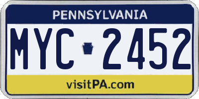 PA license plate MYC2452