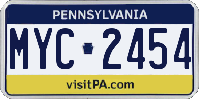 PA license plate MYC2454