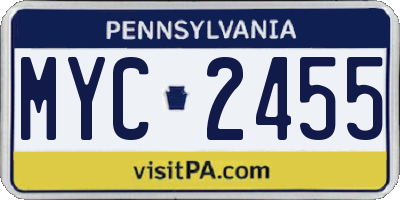 PA license plate MYC2455