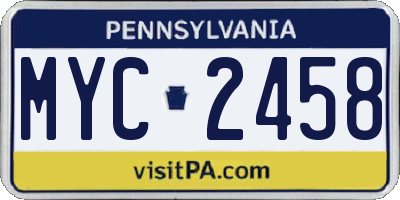 PA license plate MYC2458