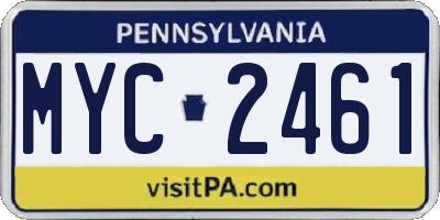 PA license plate MYC2461