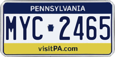 PA license plate MYC2465