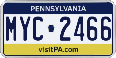 PA license plate MYC2466