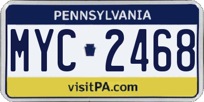 PA license plate MYC2468
