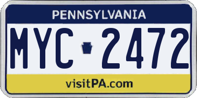 PA license plate MYC2472
