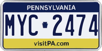 PA license plate MYC2474