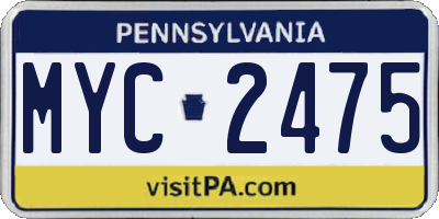 PA license plate MYC2475