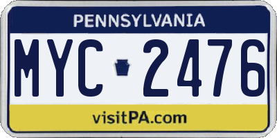 PA license plate MYC2476