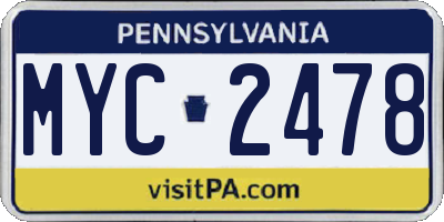 PA license plate MYC2478