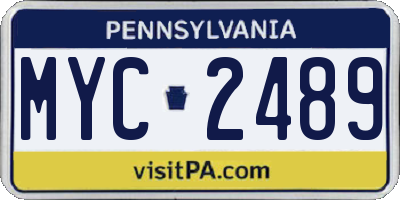 PA license plate MYC2489