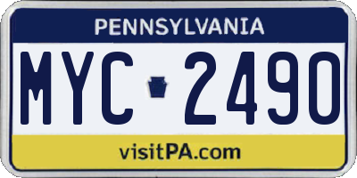 PA license plate MYC2490