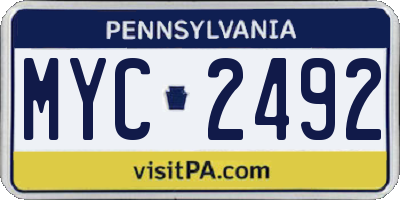 PA license plate MYC2492