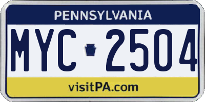 PA license plate MYC2504