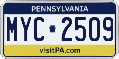 PA license plate MYC2509