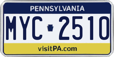 PA license plate MYC2510