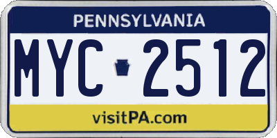 PA license plate MYC2512