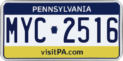 PA license plate MYC2516
