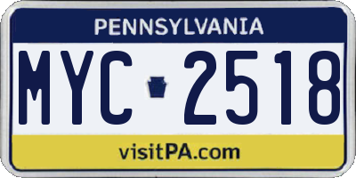 PA license plate MYC2518