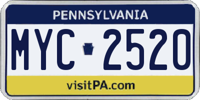 PA license plate MYC2520