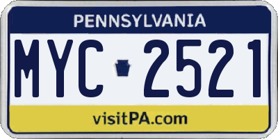 PA license plate MYC2521