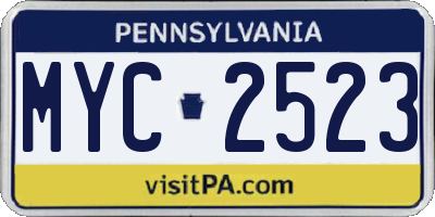 PA license plate MYC2523