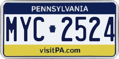 PA license plate MYC2524