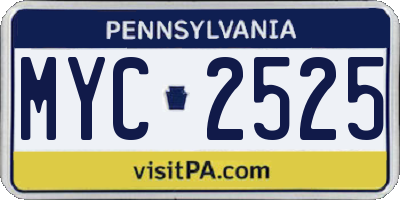 PA license plate MYC2525