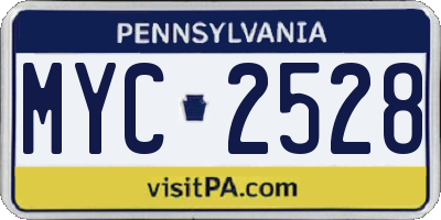 PA license plate MYC2528