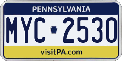 PA license plate MYC2530