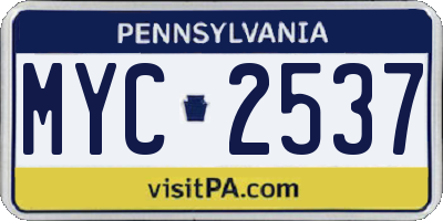 PA license plate MYC2537