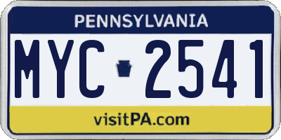 PA license plate MYC2541