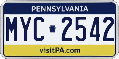 PA license plate MYC2542