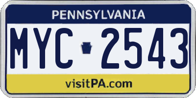 PA license plate MYC2543