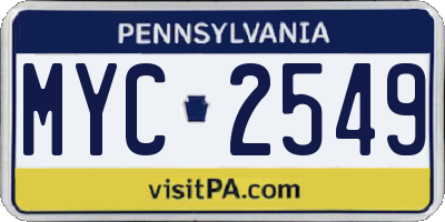 PA license plate MYC2549
