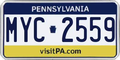PA license plate MYC2559
