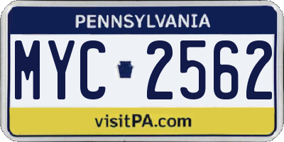 PA license plate MYC2562