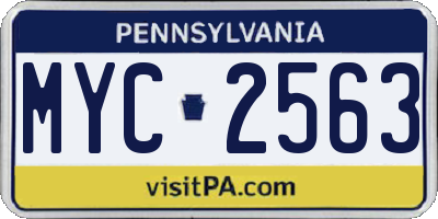 PA license plate MYC2563