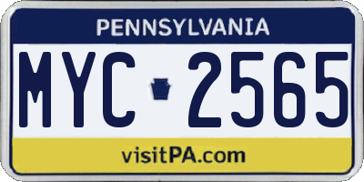 PA license plate MYC2565