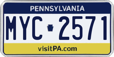 PA license plate MYC2571