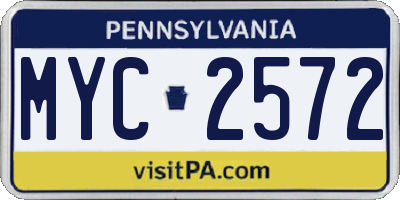 PA license plate MYC2572